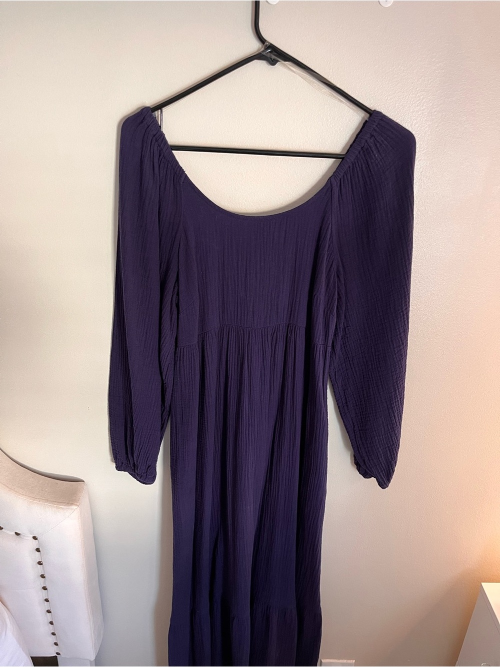 Universal Thread Long Sleeve Scoop-Neck Maxi Dress in Deep Purple